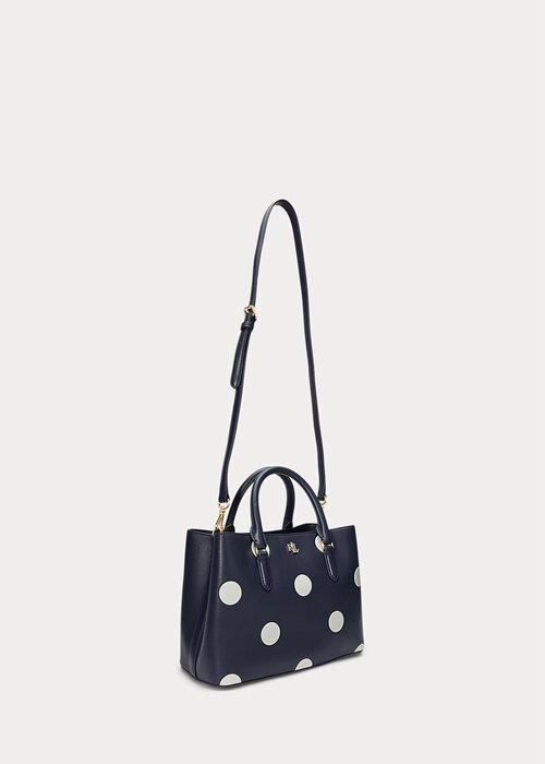 Refined Navy/Vanilla Women’s Ralph Lauren Polka-Dot Leather Small Marcy Satchel Bags Refined Navy/Vanilla Women’s Ralph Lauren Polka-Dot Leather Small Marcy Satchel Bags