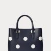 Refined Navy/Vanilla Women’s Ralph Lauren Polka-Dot Leather Small Marcy Satchel Bags Refined Navy/Vanilla Women’s Ralph Lauren Polka-Dot Leather Small Marcy Satchel Bags