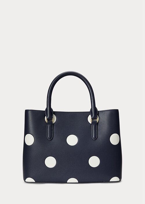 Refined Navy/Vanilla Women’s Ralph Lauren Polka-Dot Leather Small Marcy Satchel Bags Refined Navy/Vanilla Women’s Ralph Lauren Polka-Dot Leather Small Marcy Satchel Bags