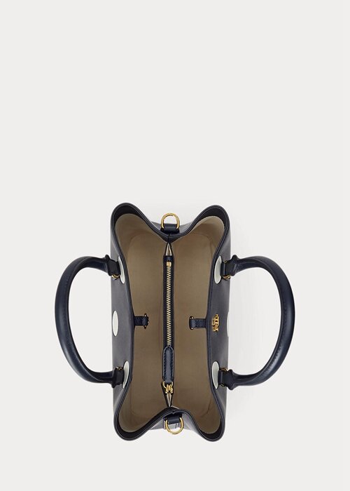 Refined Navy/Vanilla Women’s Ralph Lauren Polka-Dot Leather Small Marcy Satchel Bags Refined Navy/Vanilla Women’s Ralph Lauren Polka-Dot Leather Small Marcy Satchel Bags