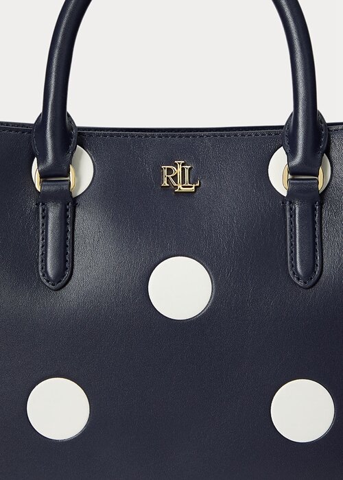 Refined Navy/Vanilla Women’s Ralph Lauren Polka-Dot Leather Small Marcy Satchel Bags Refined Navy/Vanilla Women’s Ralph Lauren Polka-Dot Leather Small Marcy Satchel Bags