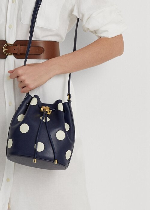 Refined Navy/Vanilla Women’s Ralph Lauren Polka-Dot Medium Andie Handbag Refined Navy/Vanilla Women’s Ralph Lauren Polka-Dot Medium Andie Handbag