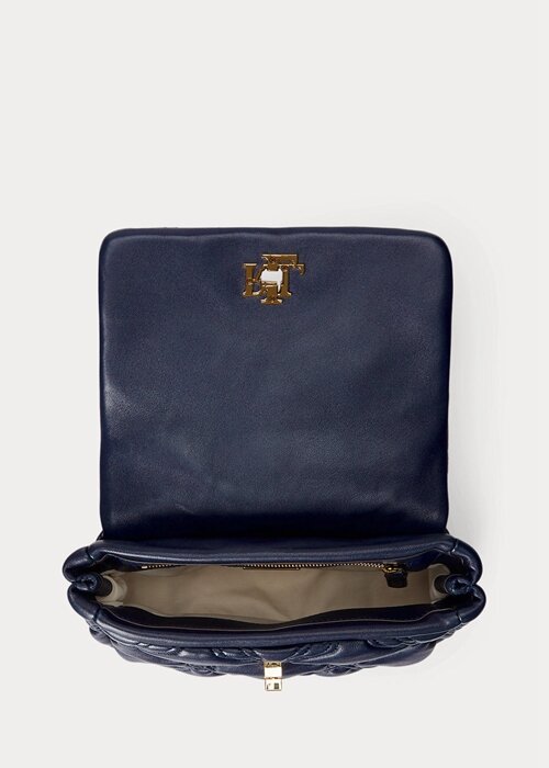 Refined Navy Women’s Ralph Lauren Quilted Nappa Leather Medium Shoulder Bags Refined Navy Women’s Ralph Lauren Quilted Nappa Leather Medium Shoulder Bags