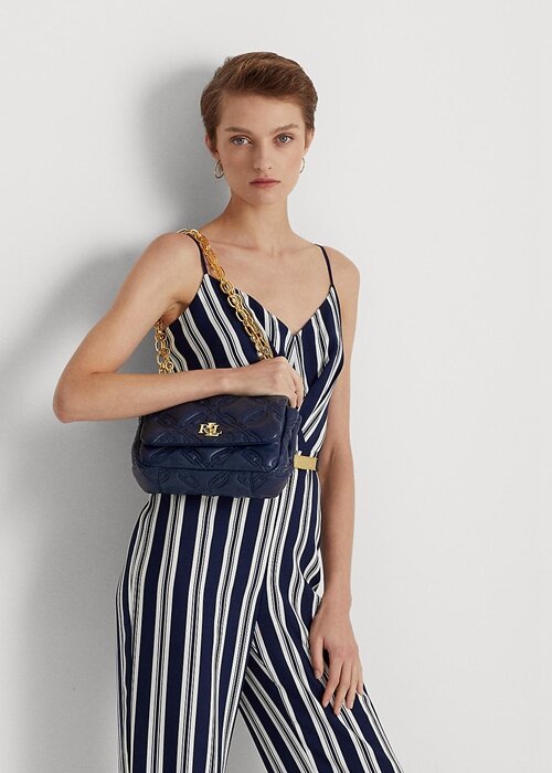 Refined Navy Women’s Ralph Lauren Quilted Nappa Leather Medium Shoulder Bags Refined Navy Women’s Ralph Lauren Quilted Nappa Leather Medium Shoulder Bags