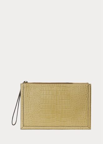 Sand Women’s Ralph Lauren Embossed Leather Envelope Handbag