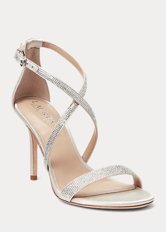 Silver Women’s Ralph Lauren Gabriele Satin & Crystal Sandals