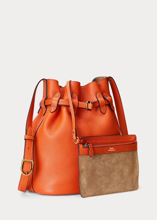Sunset Orange Women’s Ralph Lauren Leather Medium Bellport Bucket Bags Sunset Orange Women’s Ralph Lauren Leather Medium Bellport Bucket Bags