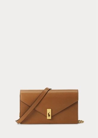 Tan Women’s Ralph Lauren Polo ID Leather Chain Wallets
