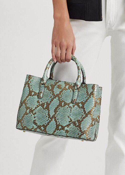 Turquoise Women’s Ralph Lauren Faux-Snakeskin Medium Marcy Satchel Bags Turquoise Women’s Ralph Lauren Faux-Snakeskin Medium Marcy Satchel Bags