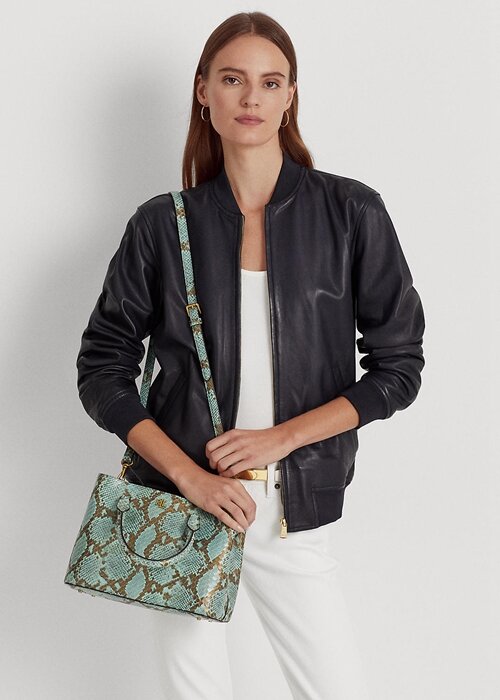 Turquoise Women’s Ralph Lauren Faux-Snakeskin Medium Marcy Satchel Bags Turquoise Women’s Ralph Lauren Faux-Snakeskin Medium Marcy Satchel Bags