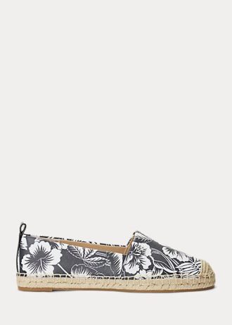 White / Black Women’s Ralph Lauren Cameryn III Floral Leather Espadrille