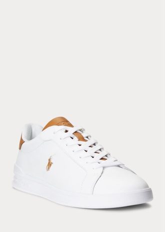 White / Brown Men’s Ralph Lauren Heritage Court II Leather Sneakers White / Brown Men’s Ralph Lauren Heritage Court II Leather Sneakers