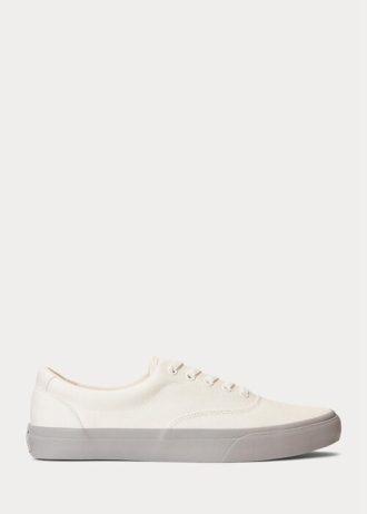White / Grey Men’s Ralph Lauren Keaton Twill Sneakers White / Grey Men’s Ralph Lauren Keaton Twill Sneakers