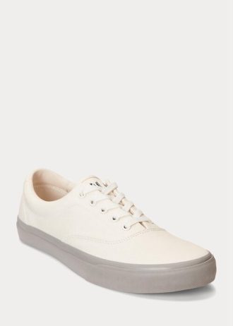 White / Grey Men’s Ralph Lauren Keaton Twill Sneakers White / Grey Men’s Ralph Lauren Keaton Twill Sneakers