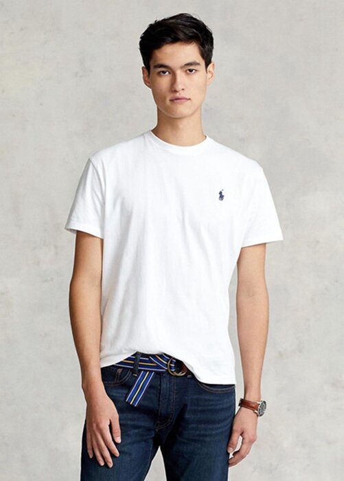 White Men’s Ralph Lauren Classic Fit Jersey Crewneck T Shirts White Men’s Ralph Lauren Classic Fit Jersey Crewneck T Shirts