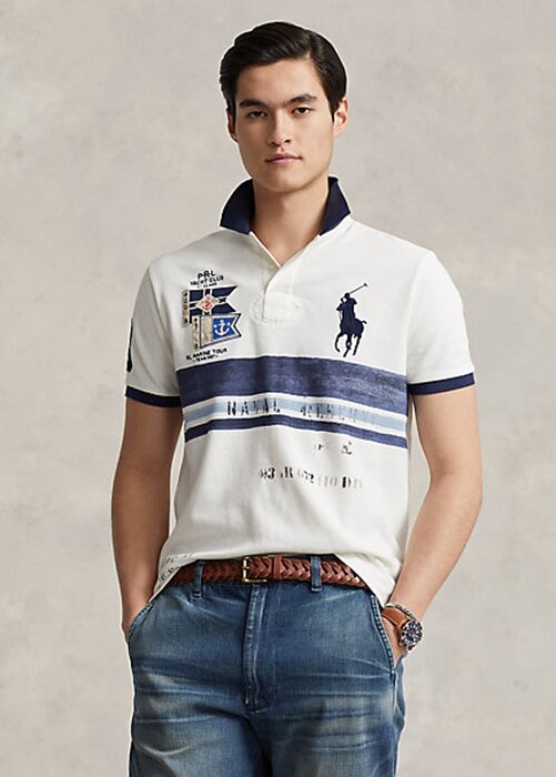 White Men’s Ralph Lauren Custom Slim Fit Big Pony Mesh Polo Shirts White Men’s Ralph Lauren Custom Slim Fit Big Pony Mesh Polo Shirts
