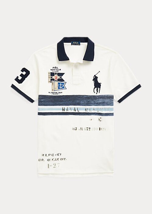 White Men’s Ralph Lauren Custom Slim Fit Big Pony Mesh Polo Shirts White Men’s Ralph Lauren Custom Slim Fit Big Pony Mesh Polo Shirts