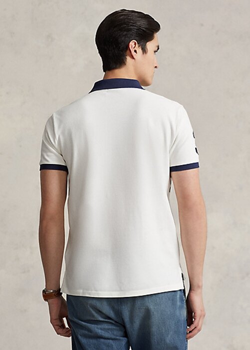 White Men’s Ralph Lauren Custom Slim Fit Big Pony Mesh Polo Shirts White Men’s Ralph Lauren Custom Slim Fit Big Pony Mesh Polo Shirts