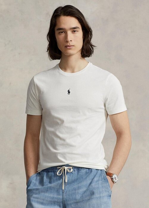 White Men’s Ralph Lauren Custom Slim Fit Crewneck T Shirts White Men’s Ralph Lauren Custom Slim Fit Crewneck T Shirts