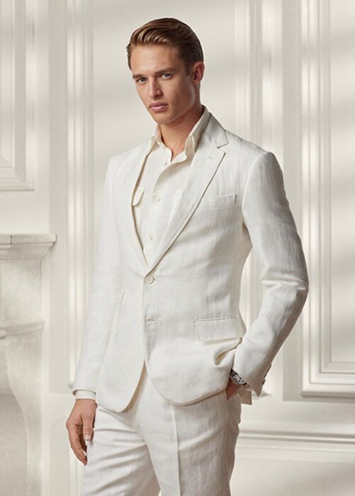 White Men’s Ralph Lauren Kent Herringbone Suit Blazers White Men’s Ralph Lauren Kent Herringbone Suit Blazers