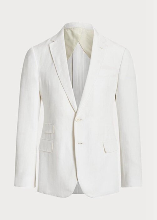 White Men’s Ralph Lauren Kent Herringbone Suit Blazers White Men’s Ralph Lauren Kent Herringbone Suit Blazers
