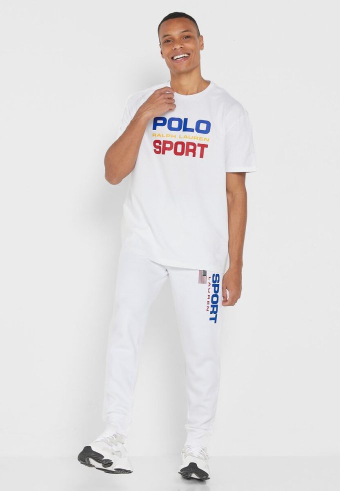 White Men’s Ralph Lauren Logo Crew Neck T Shirts
