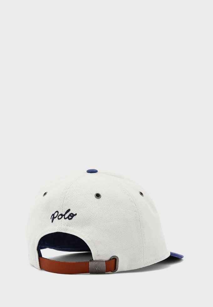 White Men’s Ralph Lauren Logo Flat Peak Hats