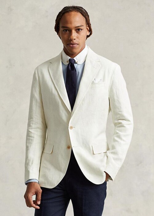 White Men’s Ralph Lauren Polo Soft Linen Suit Blazers White Men’s Ralph Lauren Polo Soft Linen Suit Blazers