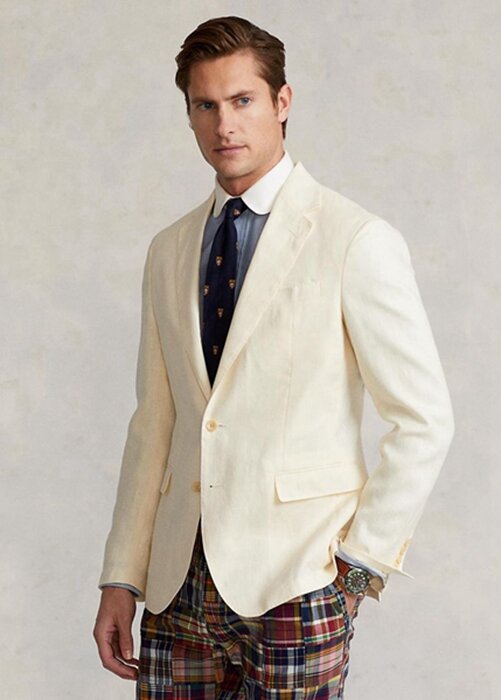 White Men’s Ralph Lauren Polo Soft Linen Suit Blazers White Men’s Ralph Lauren Polo Soft Linen Suit Blazers