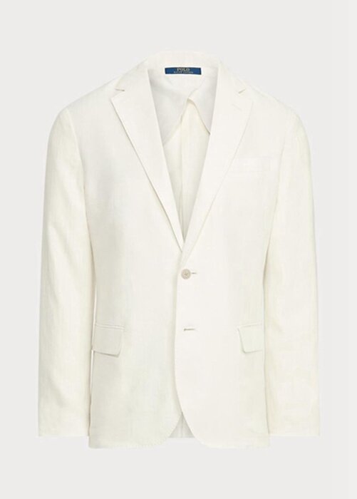 White Men’s Ralph Lauren Polo Soft Linen Suit Blazers White Men’s Ralph Lauren Polo Soft Linen Suit Blazers