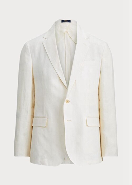 White Men’s Ralph Lauren Polo Soft Linen Suit Blazers White Men’s Ralph Lauren Polo Soft Linen Suit Blazers