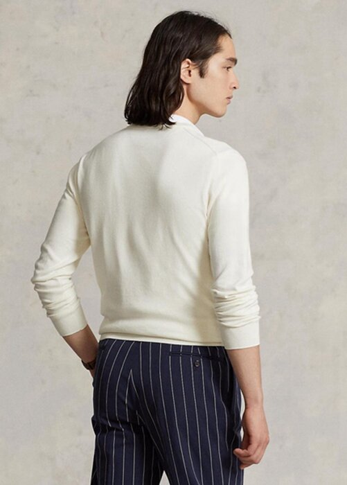 White Men’s Ralph Lauren Slim Fit Textured Cotton Jumper Sweaters White Men’s Ralph Lauren Slim Fit Textured Cotton Jumper Sweaters