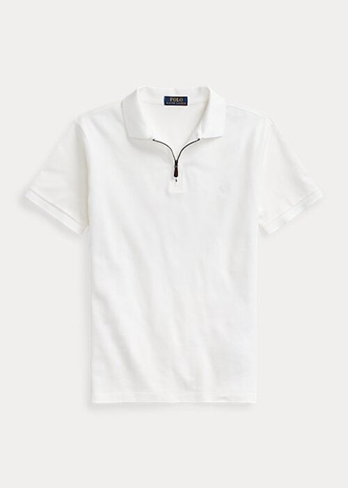 White Men’s Ralph Lauren Stretch Mesh Zip Polo Shirts White Men’s Ralph Lauren Stretch Mesh Zip Polo Shirts
