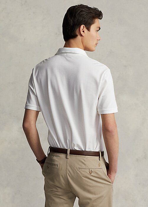 White Men’s Ralph Lauren Stretch Mesh Zip Polo Shirts White Men’s Ralph Lauren Stretch Mesh Zip Polo Shirts