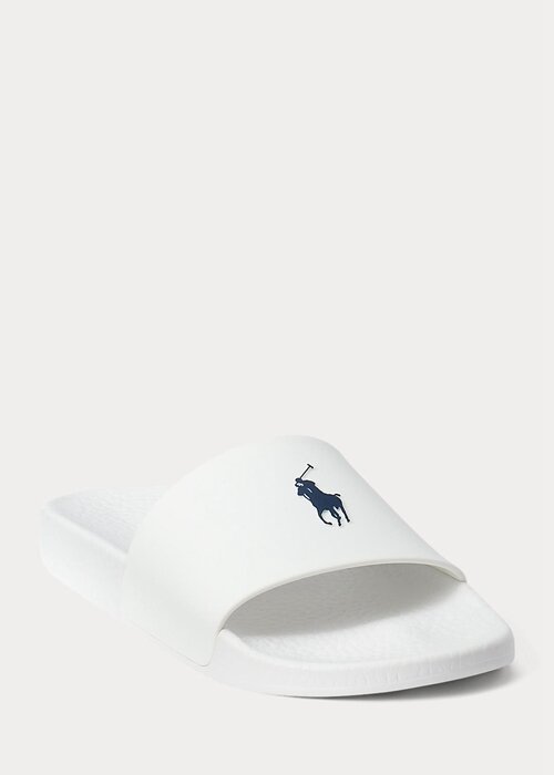 White / Navy Men’s Ralph Lauren Signature Pony Slippers White / Navy Men’s Ralph Lauren Signature Pony Slippers