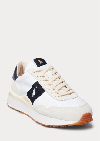 White / Navy Men’s Ralph Lauren Train 89 Suede & Oxford Sneakers
