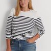 White / Navy Women’s Ralph Lauren Striped Cotton Long-Sleeve Tops White / Navy Women’s Ralph Lauren Striped Cotton Long-Sleeve Tops
