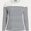 White / Navy Women’s Ralph Lauren Striped Cotton Long-Sleeve Tops White / Navy Women’s Ralph Lauren Striped Cotton Long-Sleeve Tops