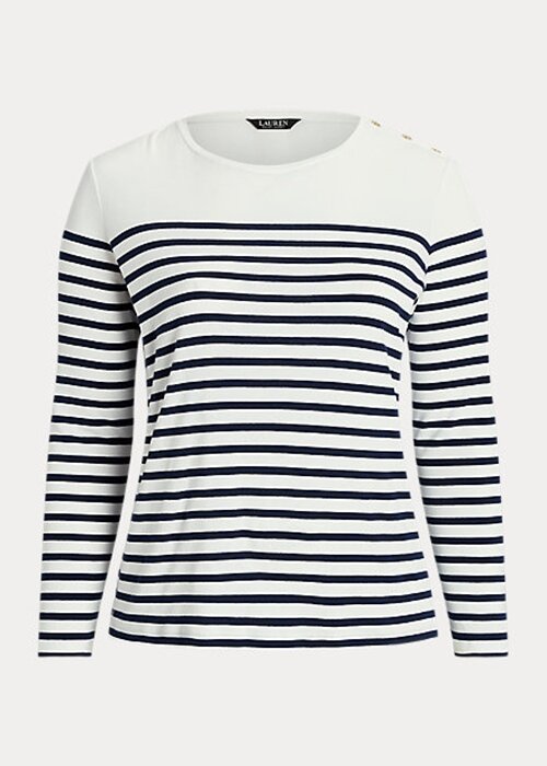 White / Navy Women’s Ralph Lauren Striped Cotton Long-Sleeve Tops White / Navy Women’s Ralph Lauren Striped Cotton Long-Sleeve Tops