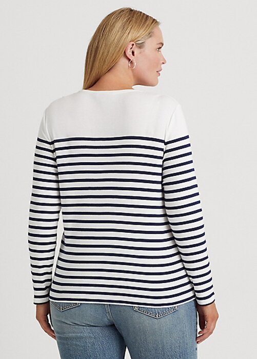 White / Navy Women’s Ralph Lauren Striped Cotton Long-Sleeve Tops White / Navy Women’s Ralph Lauren Striped Cotton Long-Sleeve Tops