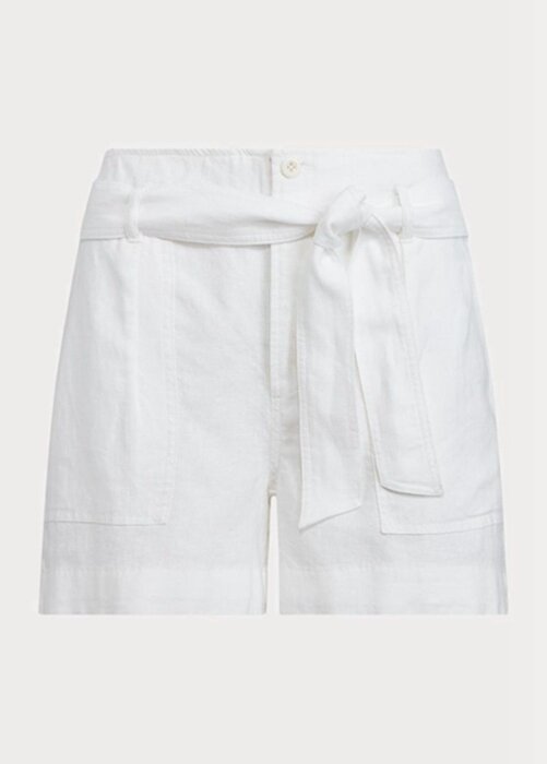 White Women’s Ralph Lauren Belted Linen Shorts White Women’s Ralph Lauren Belted Linen Shorts