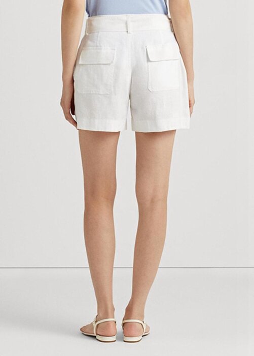 White Women’s Ralph Lauren Belted Linen Shorts White Women’s Ralph Lauren Belted Linen Shorts