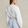 White Women’s Ralph Lauren Boxy Fit Cotton Blouson-Sleeve Shirts White Women’s Ralph Lauren Boxy Fit Cotton Blouson-Sleeve Shirts