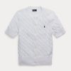 White Women’s Ralph Lauren Cable-Knit Short-Sleeve Sweaters White Women’s Ralph Lauren Cable-Knit Short-Sleeve Sweaters