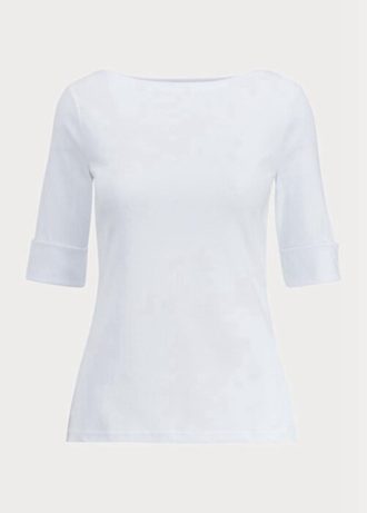 White Women’s Ralph Lauren Cotton Boatneck   Tops
