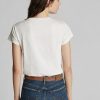 White Women’s Ralph Lauren Cotton Jersey Crewneck T Shirts White Women’s Ralph Lauren Cotton Jersey Crewneck T Shirts
