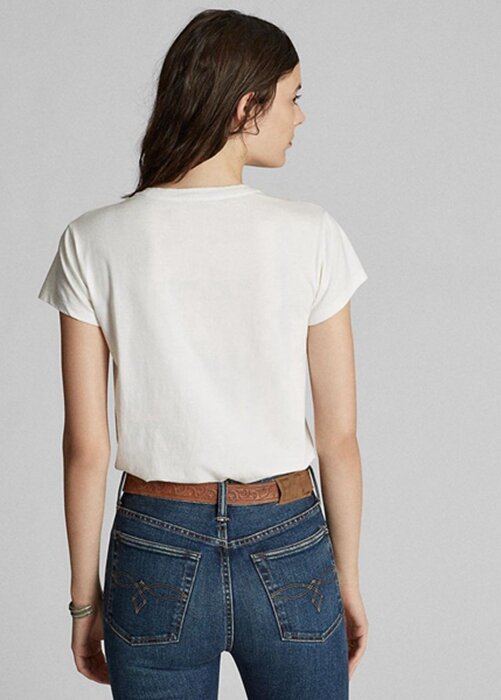 White Women’s Ralph Lauren Cotton Jersey Crewneck T Shirts White Women’s Ralph Lauren Cotton Jersey Crewneck T Shirts