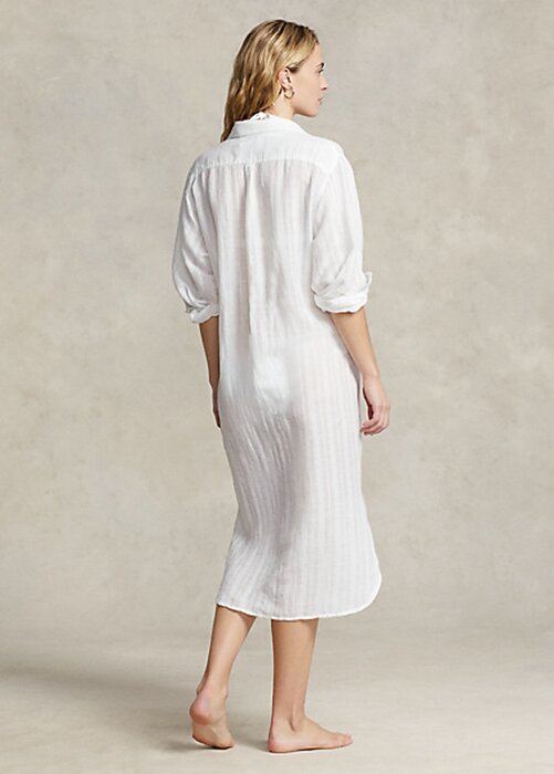 White Women’s Ralph Lauren Cotton-Linen Translucentdress Dress White Women’s Ralph Lauren Cotton-Linen Translucentdress Dress