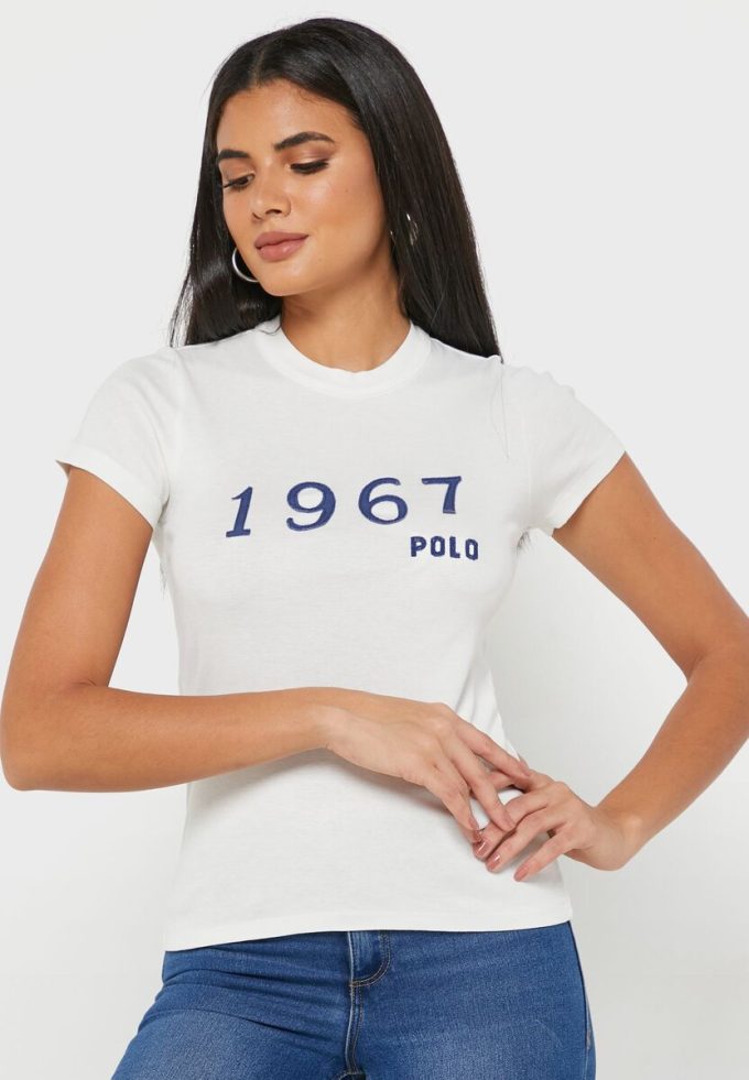 White Women’s Ralph Lauren Crew Neck Graphic T Shirts White Women’s Ralph Lauren Crew Neck Graphic T Shirts