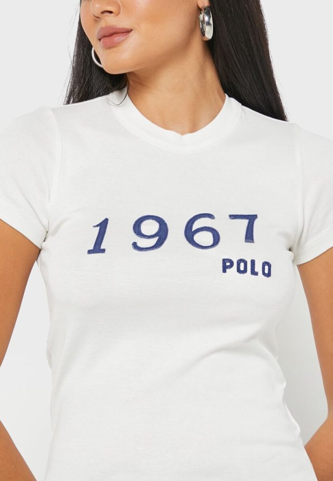 White Women’s Ralph Lauren Crew Neck Graphic T Shirts White Women’s Ralph Lauren Crew Neck Graphic T Shirts